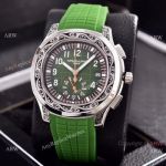 Copy Patek Philippe Aquanaut  Engraving Watch Green Rubber Strap